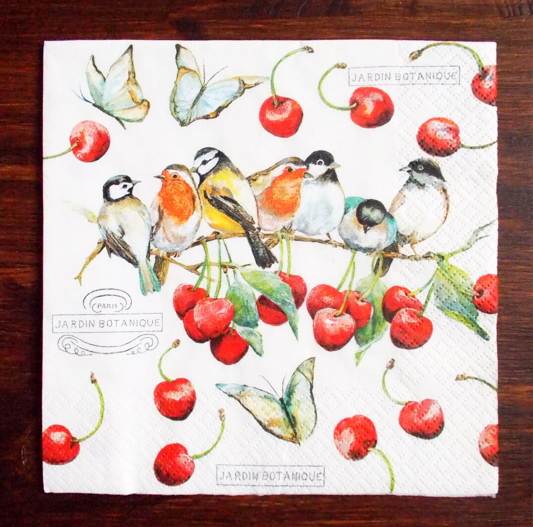 Set 4 Birds paper napkins size 33cm x 33cm for Decoupage Etsy