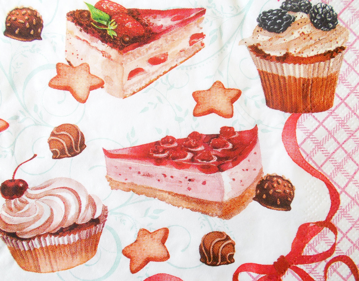 Set 4 Cupcakes und Kuchen Papier Servietten