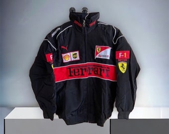 Embroidered Ferrari F1 Jacket Racing Jacket Formula 1 Vintage, Vintage Unisex Y2K 90s Streetwear Racing Christmas Gift Men's Clothing