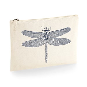 Dragonfly Small Bag Pencil Case Make-up Accessories Illustration Natural Organic Cotton Zip Pouch