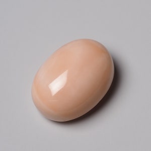 Very Rare Undyed Natural Coral Thick Oval Tablet Angel Skin Color 19x14mm, Genuine Loose Coral for Jewelry Making image 1