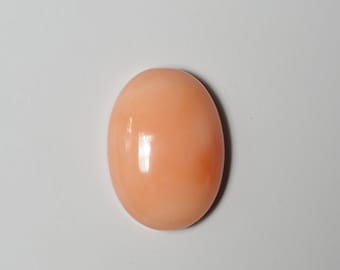 Undyed Natural Japanese Coral Oval Cabochon 13×9mm, Rare Dark Pink-Orange, Genuine Loose Coral for Jewelry Making