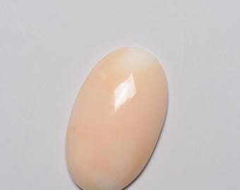 Undyed Natural Coral Large Oval Cabochon Angel Skin Color 25x14mm, Pale Pink, Loose Gemstone for Jewelry Making