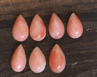 Undyed Natural Japanese Coral Teardrop Cabochon, Select Your Coral, One of a Kind, Genuine Loose Coral for Jewelry Making