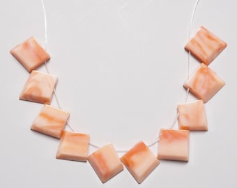 10pcs Undyed Natural Coral Diamond-Shaped with Through Hole, Loose Gemstone for Jewelry Making