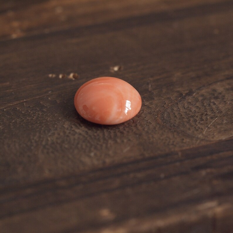 natural Japan pink coral semi-round cabochon 14mm undyed loose prong for blank bezel claw setting reddish orange color