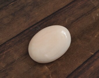 Undyed Natural Coral Oval Cabochon 15×11mm Milky Pink, One of a Kind, Genuine Loose Coral for Jewelry Making