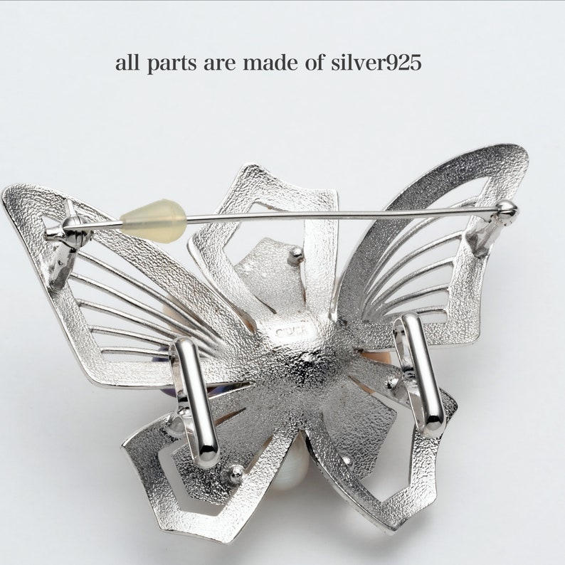 One of a Kind Also Used as Sash Clip Sterling Silver Fresh Water Pearls Butterfly Brooch