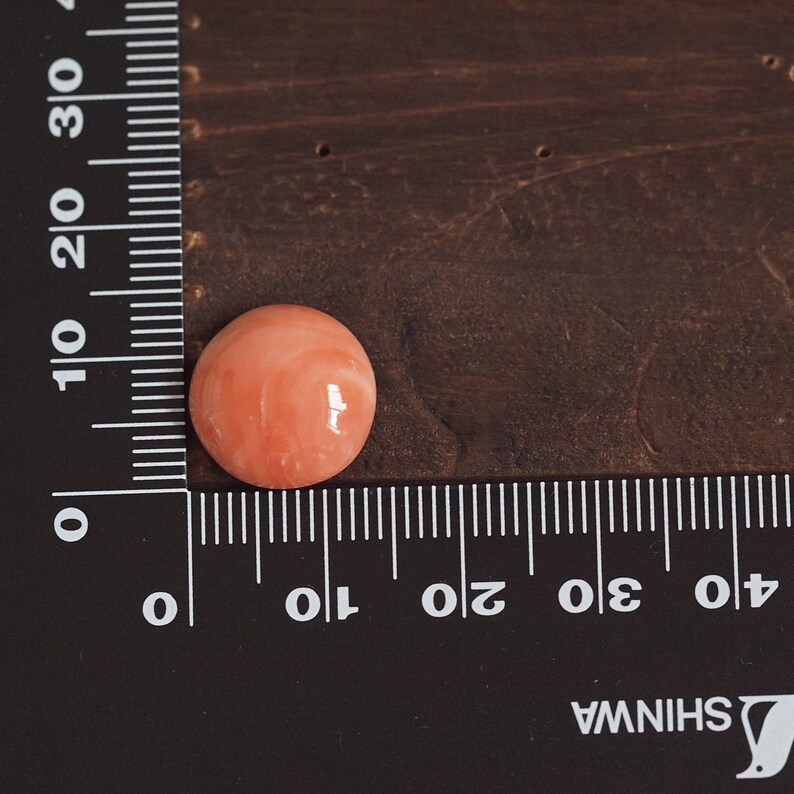 natural Japan pink coral semi-round cabochon 14mm undyed loose prong for blank bezel claw setting reddish orange color