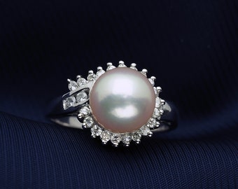 Platinum900 Akoya Pearl Ring, Size 6.5/Resizing Available, Japanese Pearl Jewelry