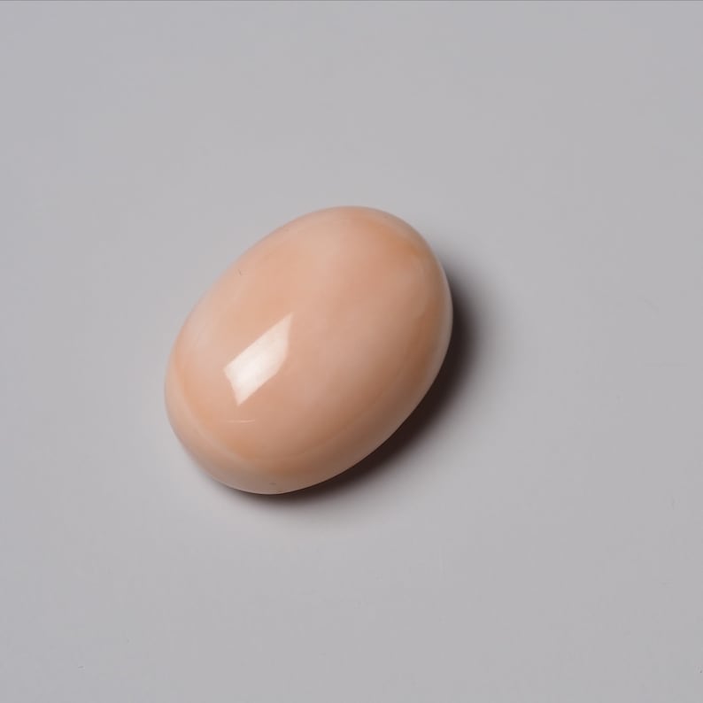 Very Rare Undyed Natural Coral Thick Oval Tablet Angel Skin Color 19x14mm, Genuine Loose Coral for Jewelry Making image 1