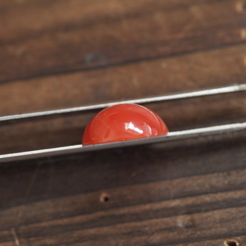 prong for blank bezel natural Japan red coral round cabochon undyed loose 12mm oxblood color claw setting cut price imperfect product