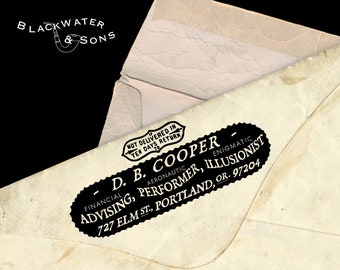 UNDERTAKER Custom Return Address Label or Rubber Stamp – Digital, Envelope, Ornate, Edwardian, Elegant, Housewarming, Ephemera, Snail Mail