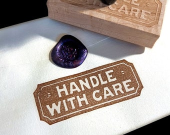 HANDLE WITH CARE Vintage Mail Stamp – Reproduction, Rubber Stamp, Graphic, Vintage, Antique, Letter, Envelope, Snailmail, Elegant, Edwardian