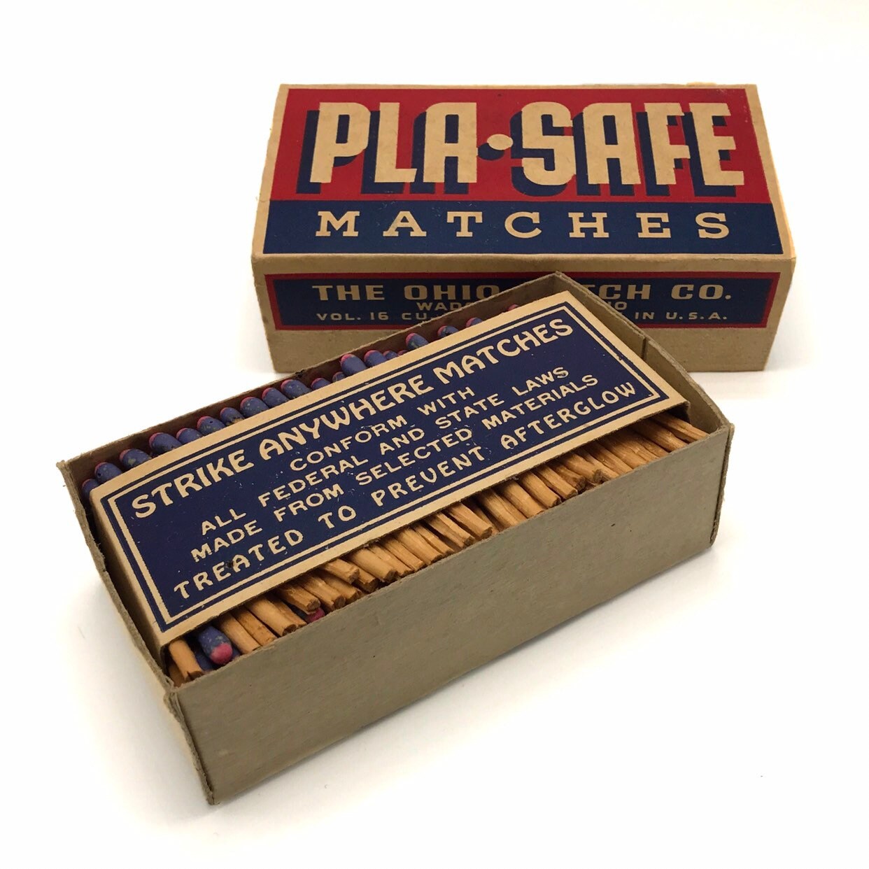 1950s Ohio Match Company PLASAFE Matches — Full, Unused — Antique