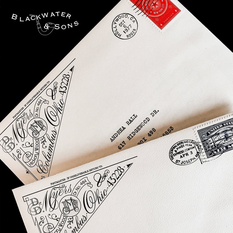 DIAMANT Corner Return Address Rubber Stamp Elegant, Ornate, Handmade, Victorian, Wedding, Invitation, Envelope, Snailmail, Mail, Monogram image 1