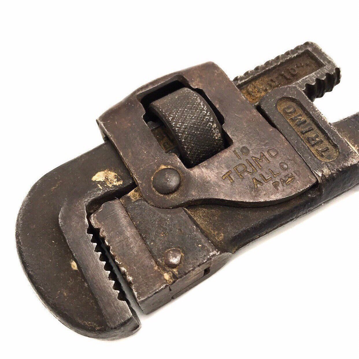 Old & Lonely Corner Wrench — 1920s Pipe Wrench—Trimo 10 Alloy, Trimont