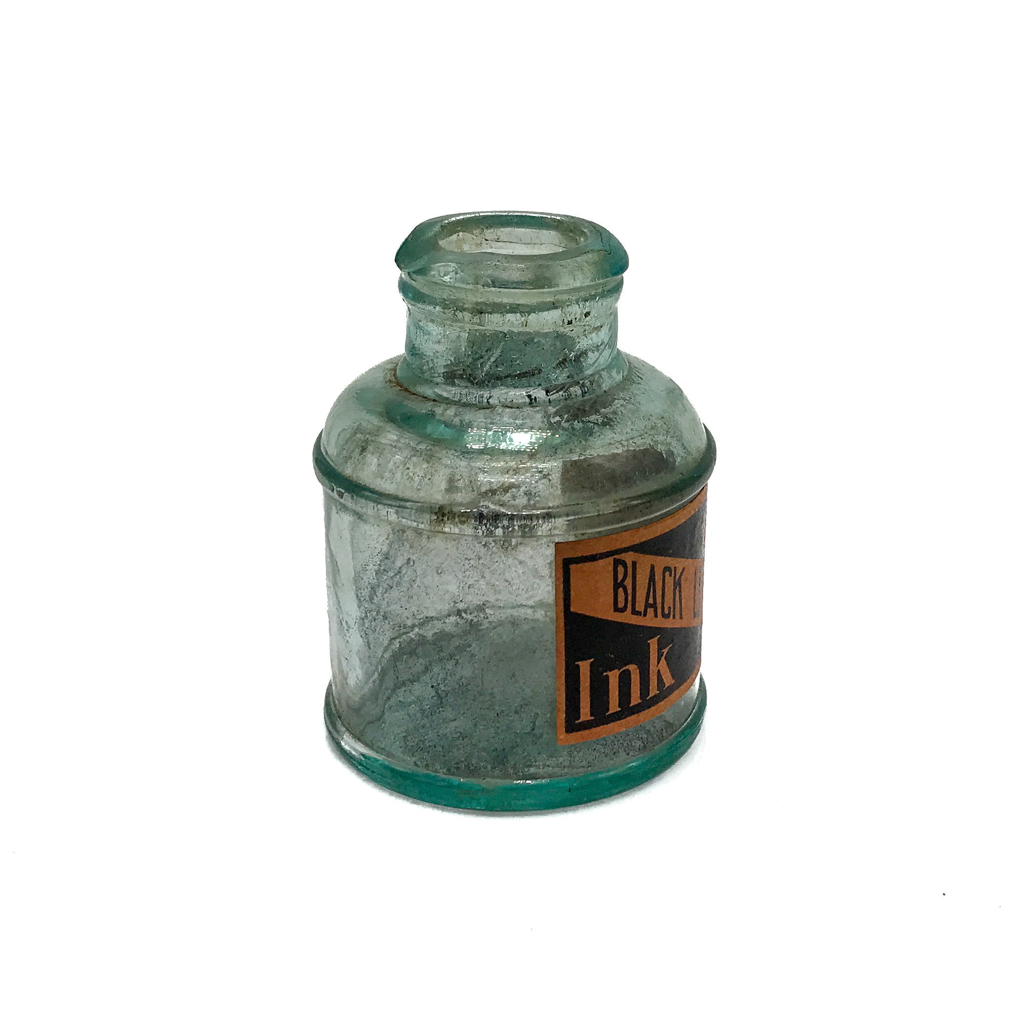 1800's Carter's Black Letter Ink Bottle Antique, Vintage, Glass