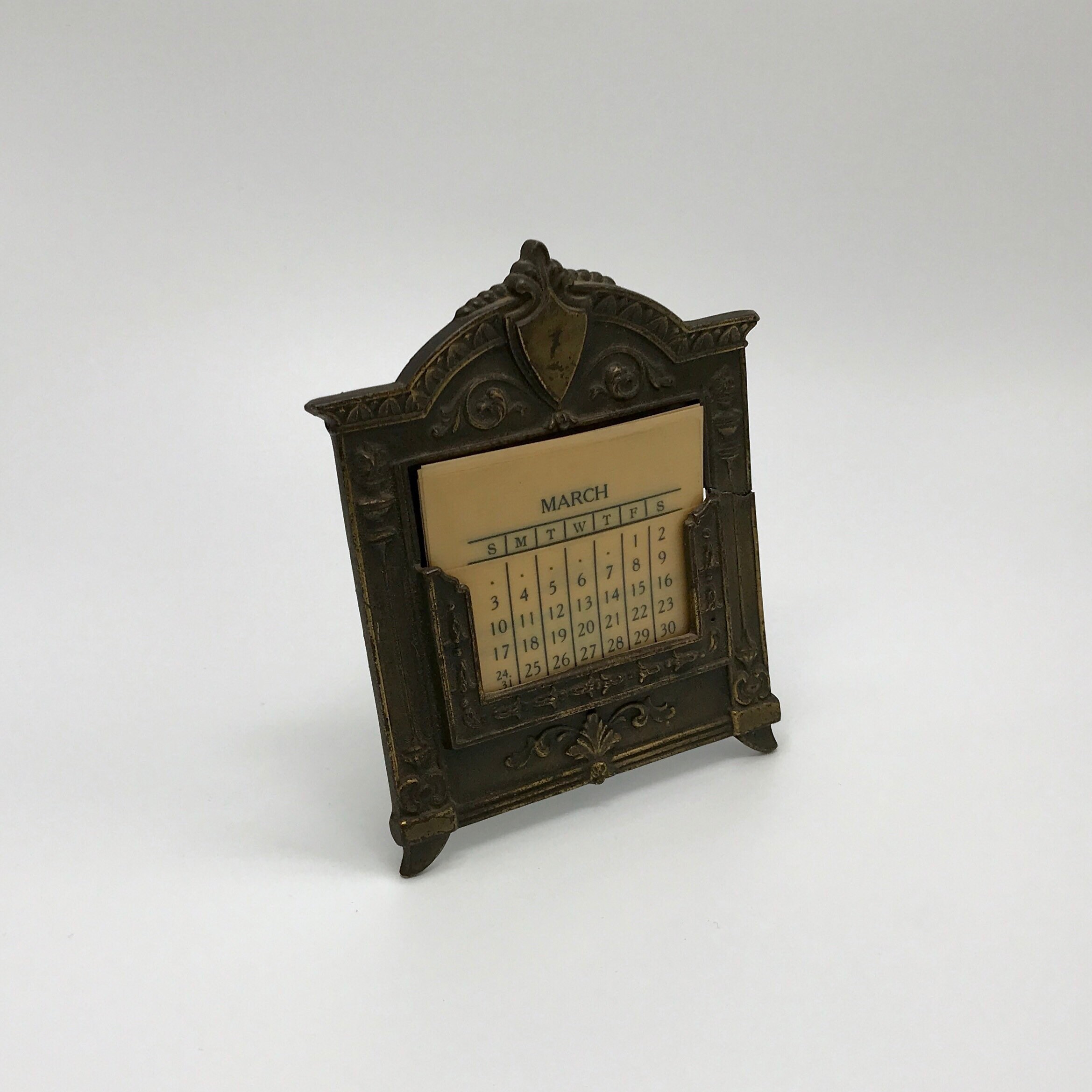 1893 Ornate Brass Perpetual Desk Calendar—Antique, Victorian, Vintage