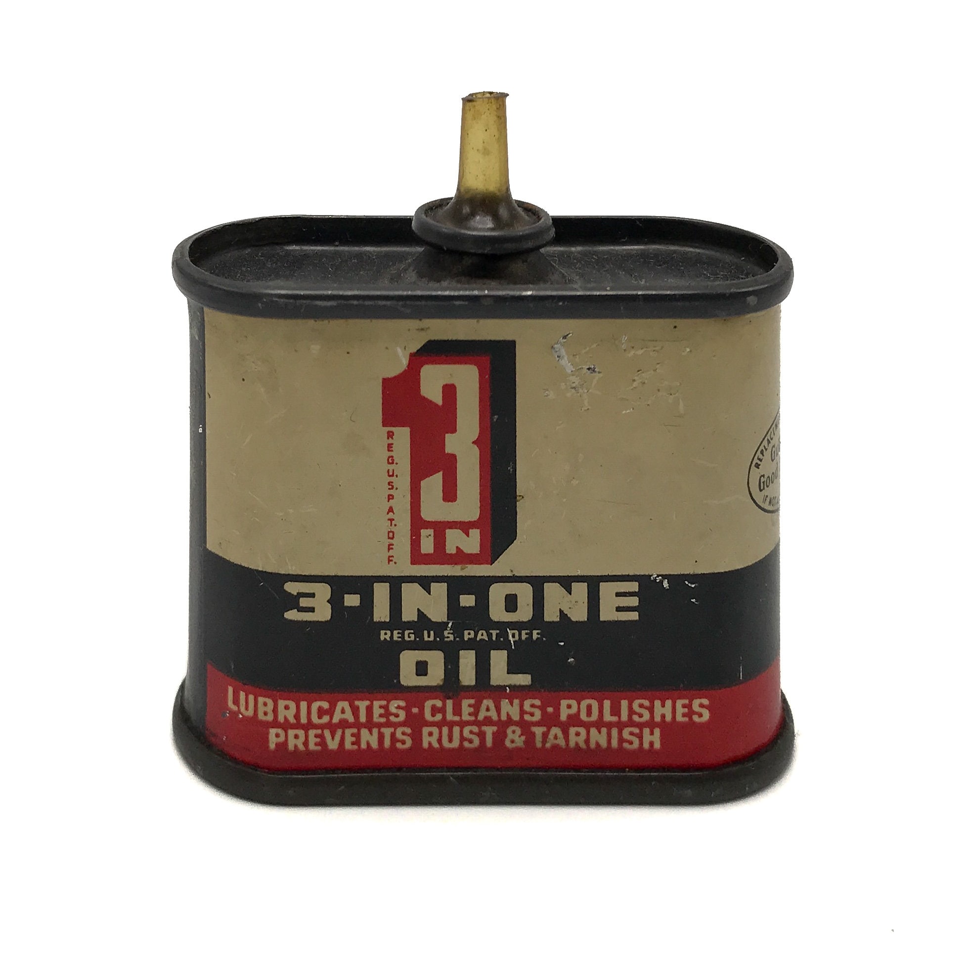 Vintage 3-In-1 Mini Tin Oil Can – 1 oz – Antique Lubricant