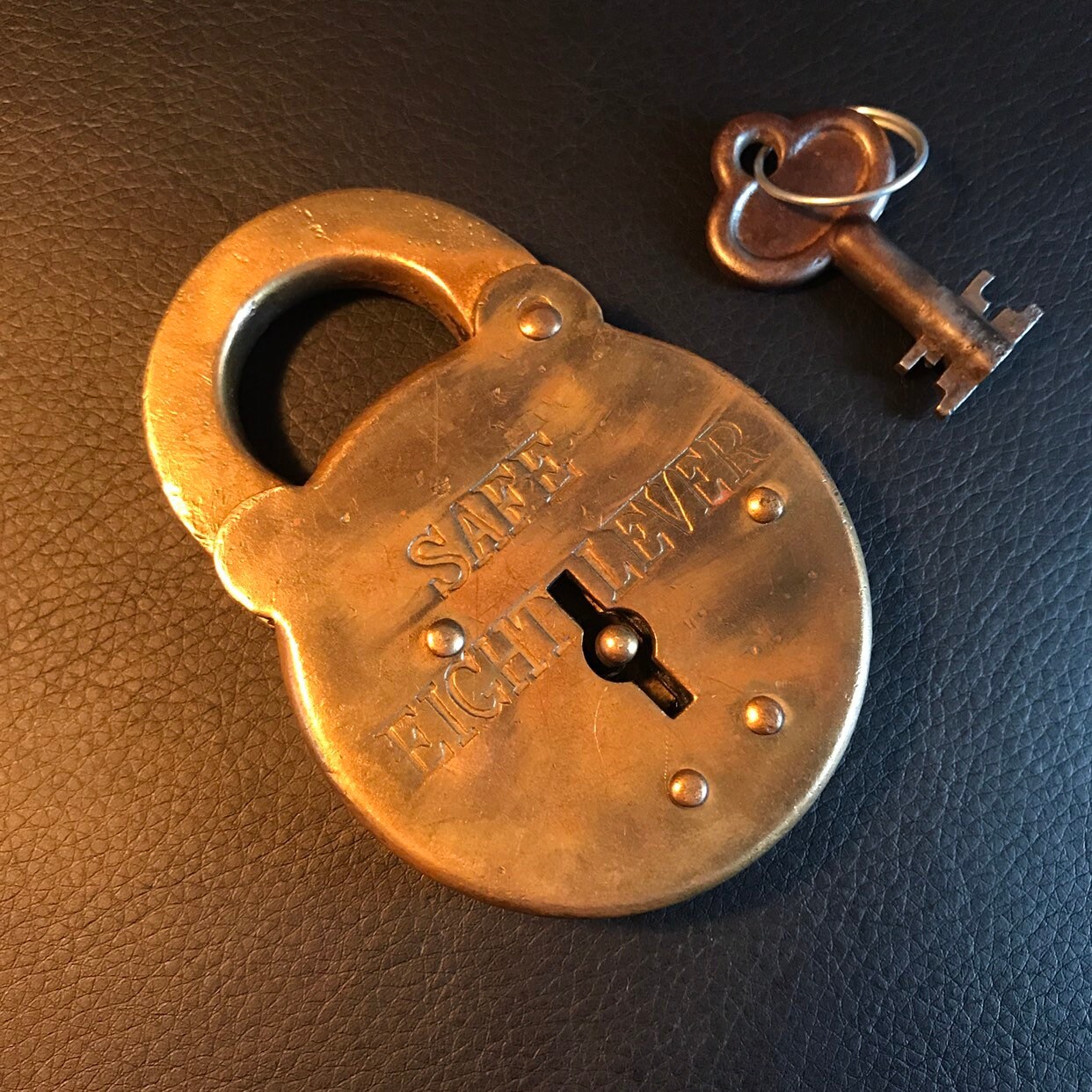 Vintage 'Safe' Eight Lever Padlock with Key