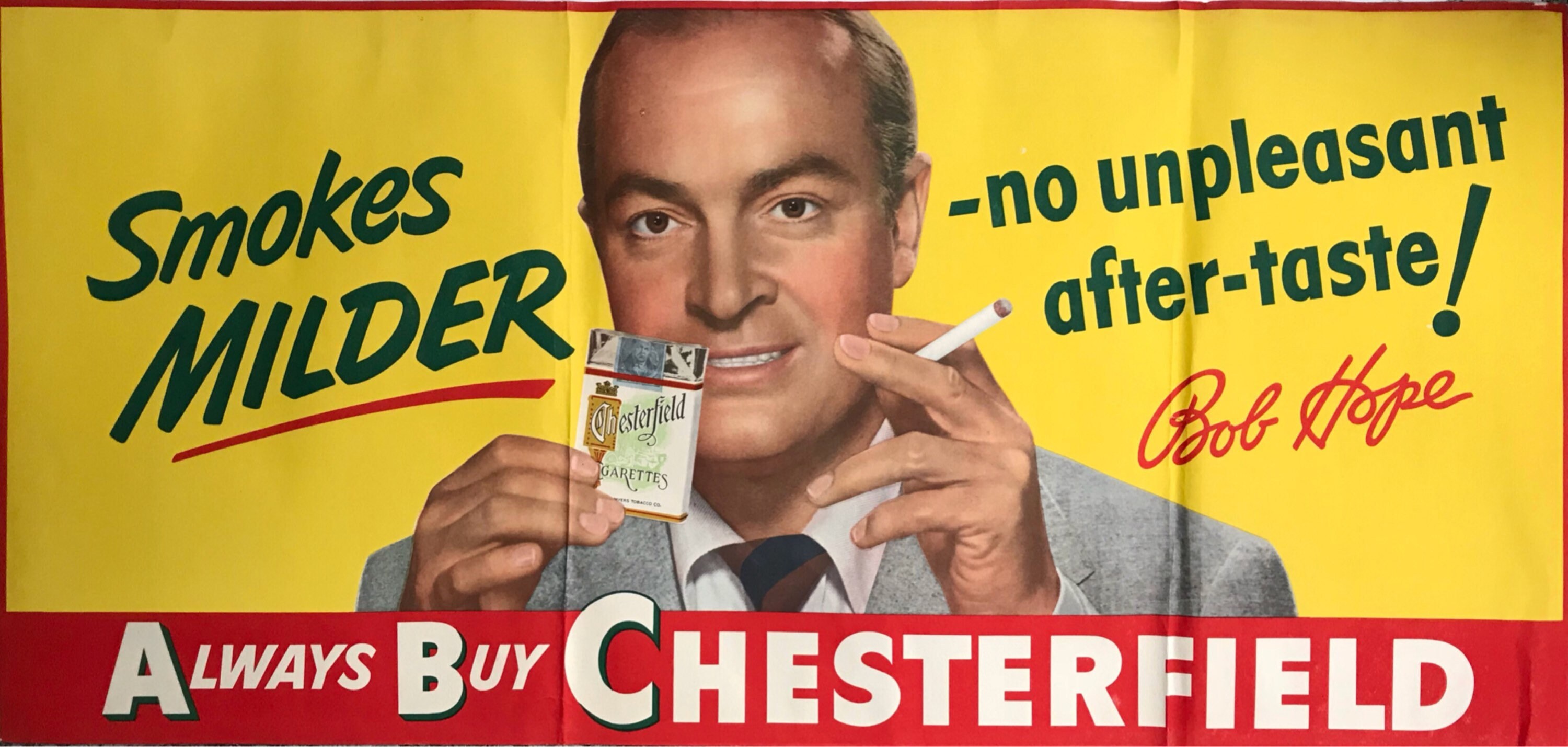 191940s Bob Hope Chesterfield Cigarettes Huge Paper Poster