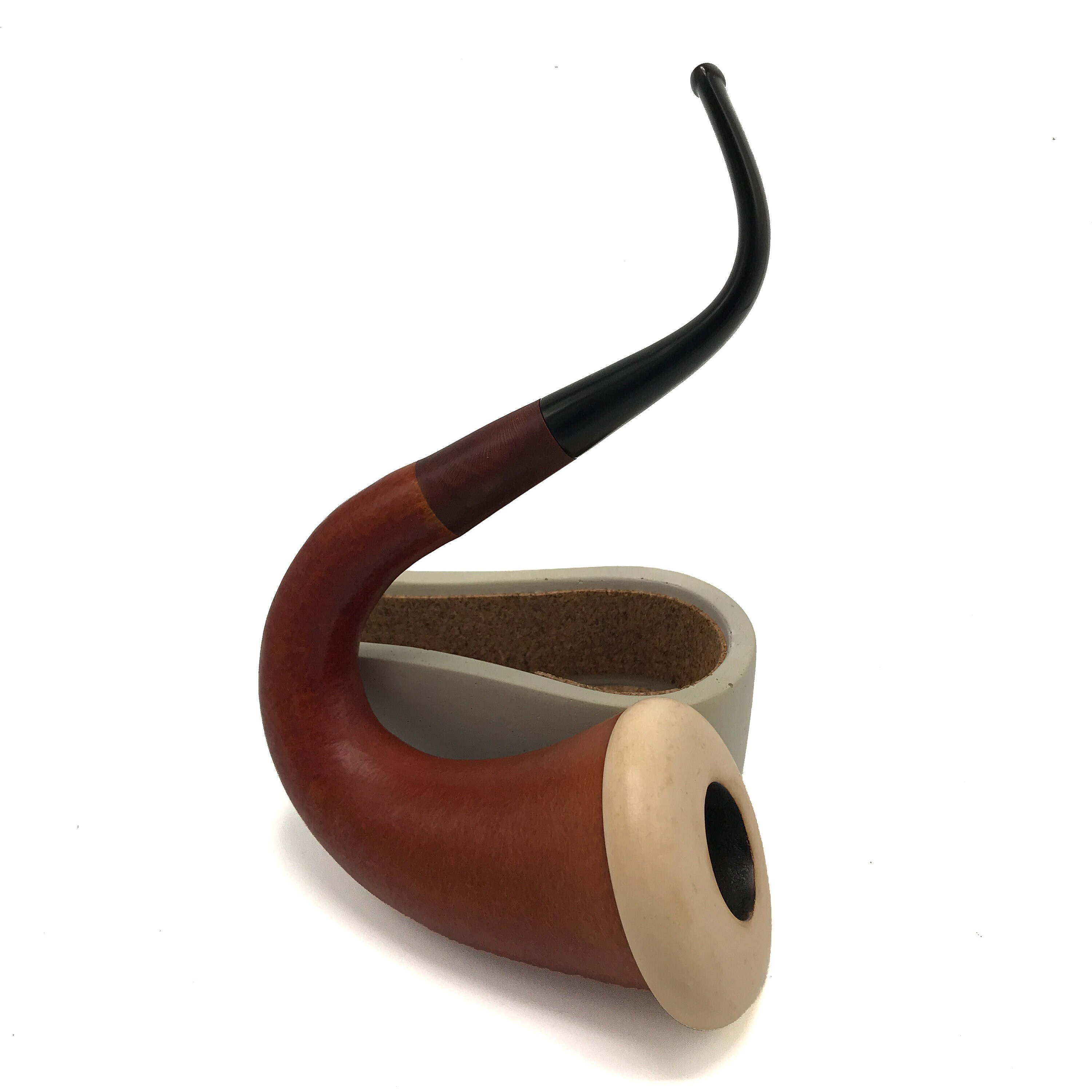 Gourd Calabash Estate Pipe with Concrete Holder Antique Pipes