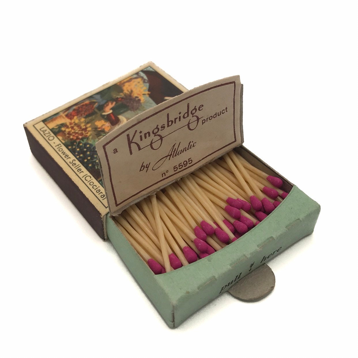 1960s Wax Safety Matches — Flower Seller and Cathedral — Kingsbridge By