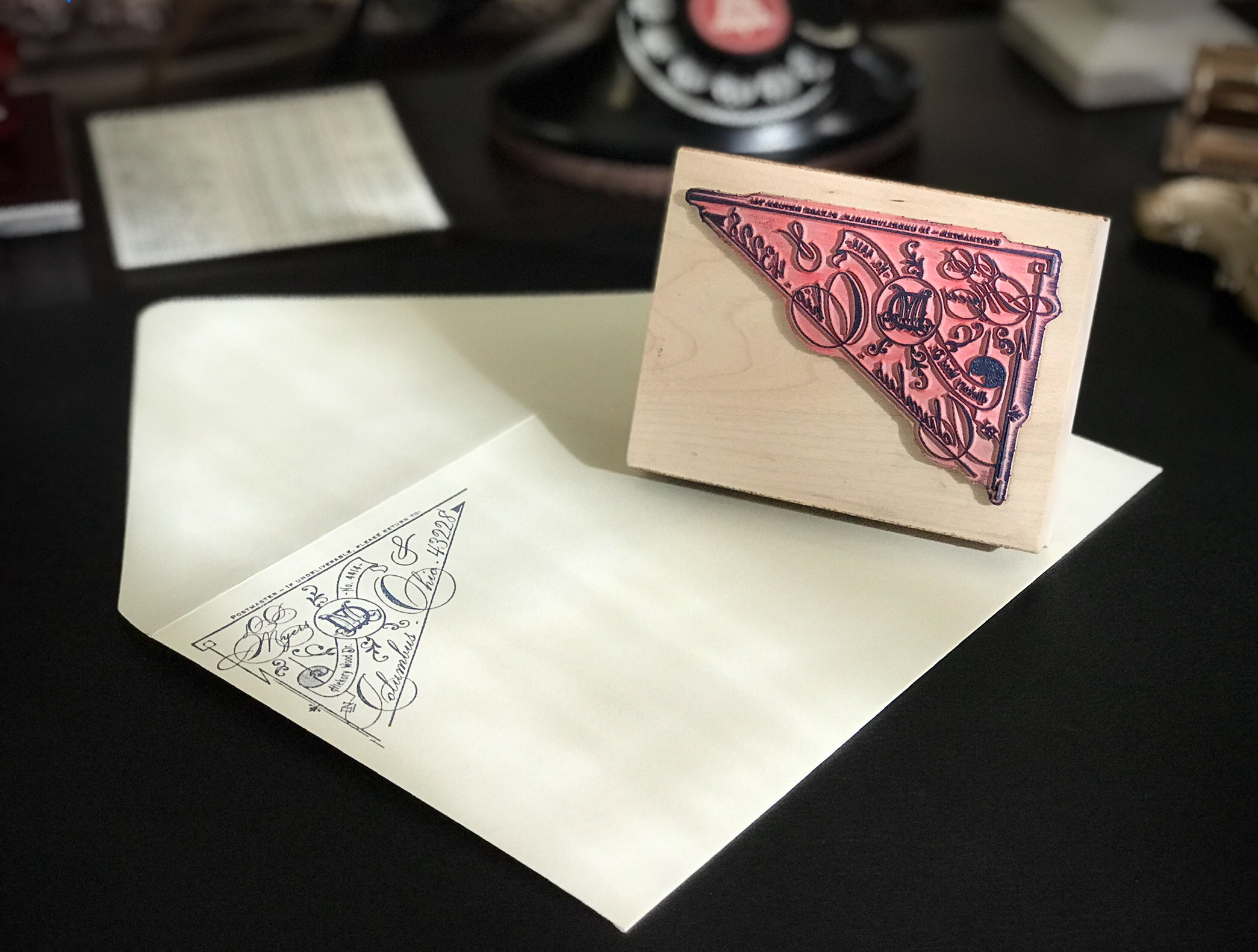 Diamant Return Address Rubber Stamp — Elegant, Handmade, Ornate