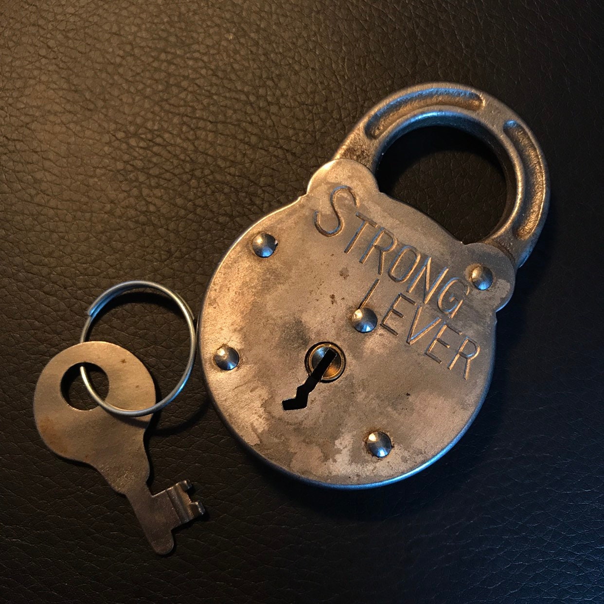 Vintage Strong Lever Padlock with Key