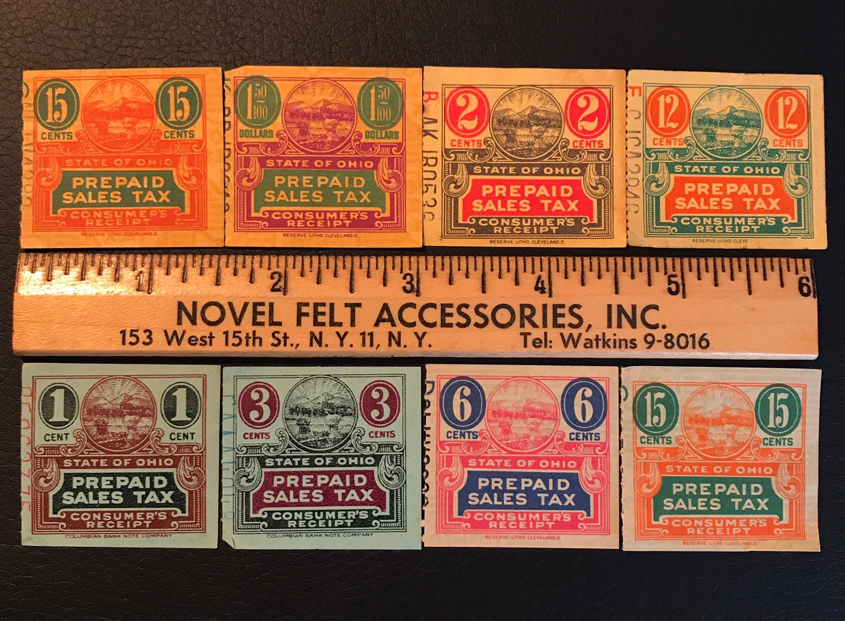 1940s Ohio Prepaid Sales Tax Stamps—Lot of 16
