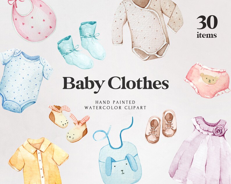Download Watercolor Baby Clothes Clipart Nursery Baby Shower ...