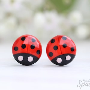 Ladybug titanium earrings for girls, Minimalist earrings, Dainty earrings, Red earrings, Gift for girls, Kids earrings, Gift women, Titanium
