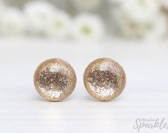 Titanium studs, Gold glitter studs, Sparkle earrings gold, Inspirational gift for woman, Birthday gift, Dainty earrings, Modern studs gold