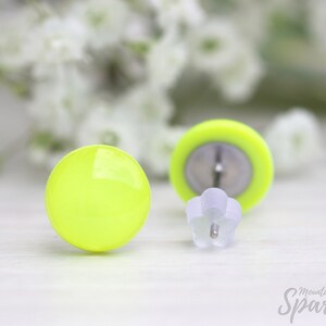 Neon yellow stud earrings, Neon stud earrings, Neon jewelry, Fluorescent studs, Gift women, Titanium earrings, Inspirational, girls earrings image 10