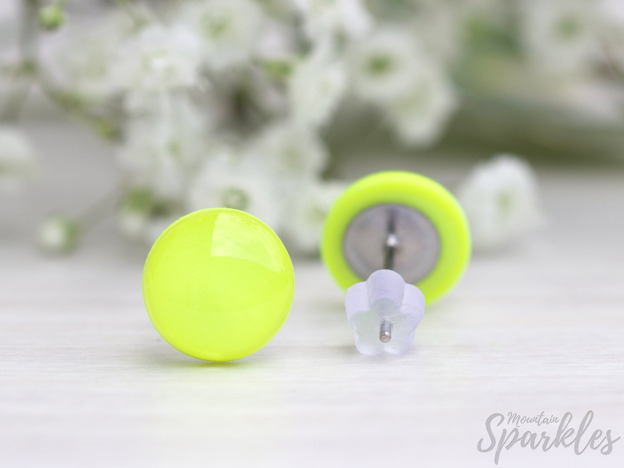 Neon Yellow Stud Earrings Neon Stud Earrings Neon Jewelry Etsy