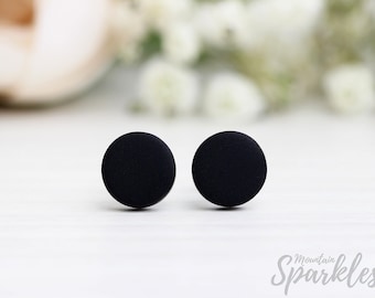 Zwarte mannen oorbellen, titanium oorbellen, mannen stud oorbellen, zwarte oorbellen, minimalistische oorbellen voor mannen, mat zwarte studs, cadeau voor mannen, cadeau