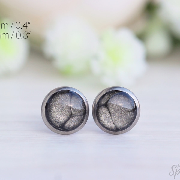 Gray earrings for men, Gray men studs, Men stud earrings, Gift for men, Gift for boy, Men jewelry, Gift for him, Mens earrings, Dainty stud