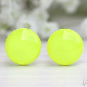 Neon yellow stud earrings, Neon stud earrings, Neon jewelry, Fluorescent studs, Gift women, Titanium earrings, Inspirational, girls earrings image 7