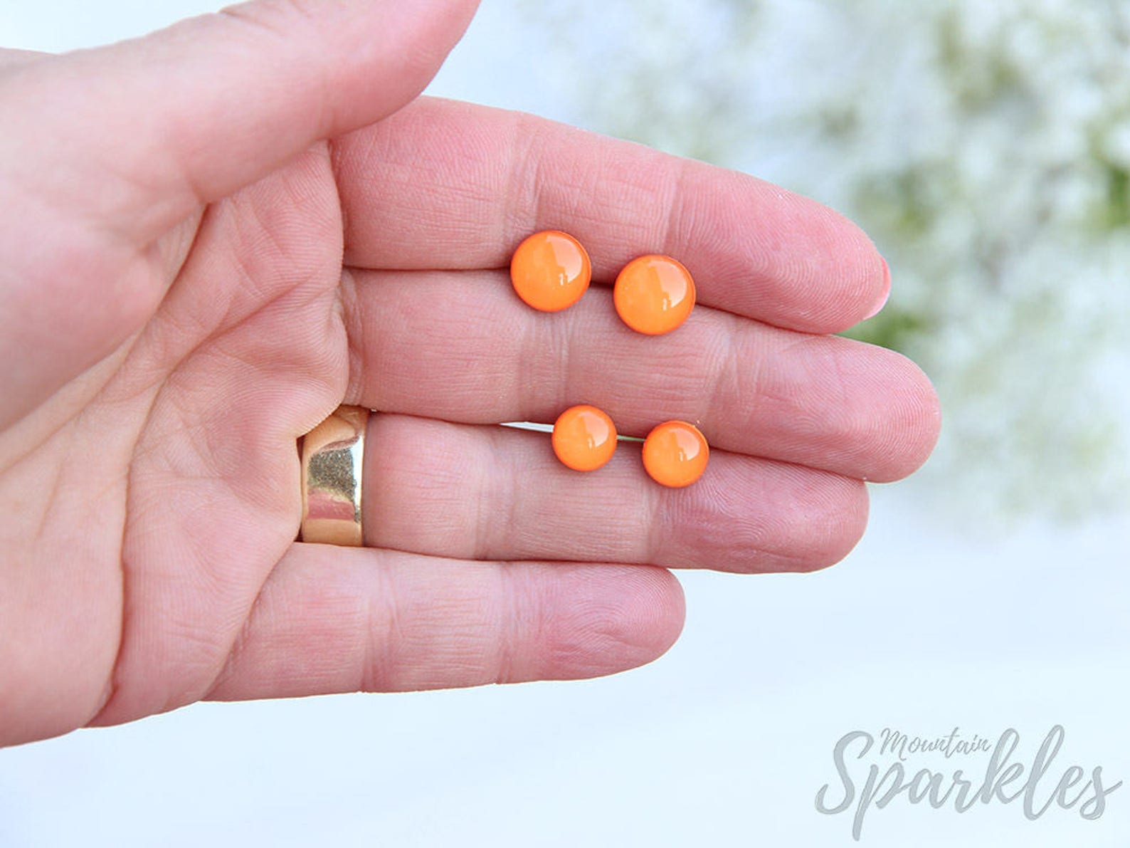 Orange stud earrings Simple Stud Earrings Orange Orange Etsy