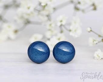 Navy blue earrings, Men's earrings, Titanium earrings, Gift for boyfriend, Minimal Jewelry, Dark blue earrings, Everyday studs navy, Gift