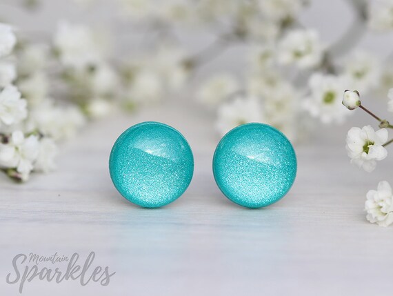 teal stud earrings