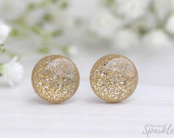 Gold glitter earrings, Gift women, Titanium earrings, Sparkle Earrings, Bridesmaid Gift, Christmas gift, Minimalist earrings, Gift for her