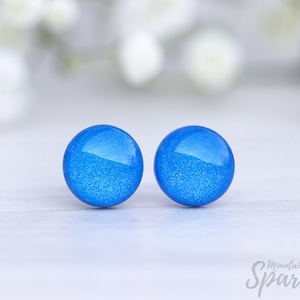 Blue Stud Earrings: Titanium or Surgical Steel Posts, Polymer Clay