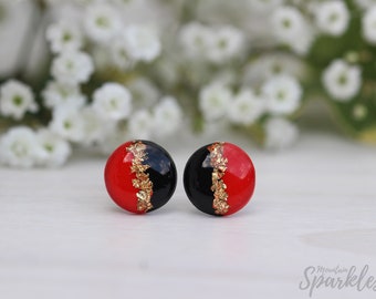 Red black studs, Titanium earrings, Hypoallergenic, Minimalist Earrings, Gift women, Bridesmaid Gift, Girl earrings, Wedding earrings, Gift