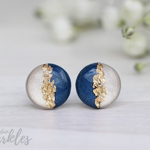 Navy Stud Earrings, Beige navy studs, Hypoallergenic, Minimalist Earrings, Gift woman, Bridesmaid Gift, Simple Studs, Wedding earrings navy