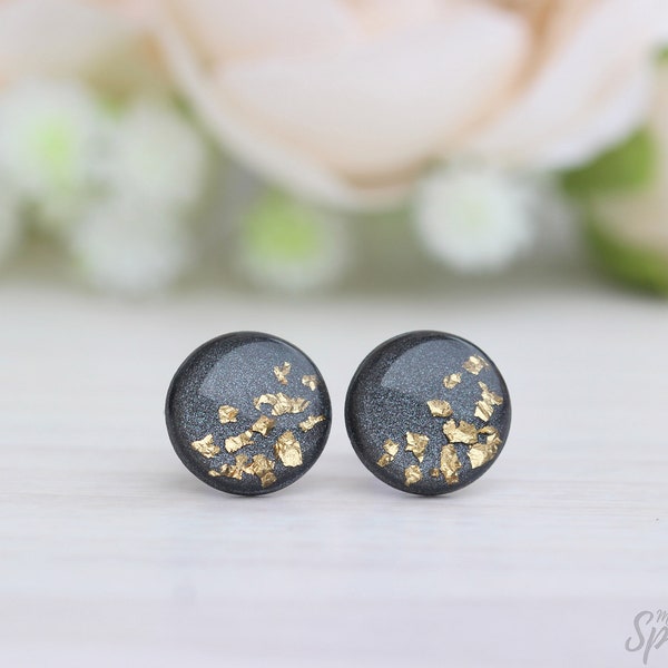 Gray earrings, Titanium earrings, Dainty earrings, Gray gold studs, Everyday earrings, Gift for her, Inspirational gift women, Best Gift