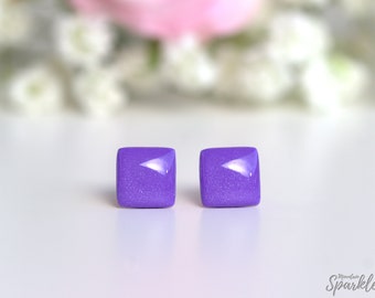 Purple earrings, Minimalist earrings, Titanium earrings, Geometric earrings, Women gift, Simple earrings, Hypoallergenic, Small earrings