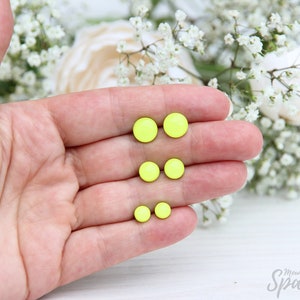 Neon yellow stud earrings, Neon stud earrings, Neon jewelry, Fluorescent studs, Gift women, Titanium earrings, Inspirational, girls earrings image 3