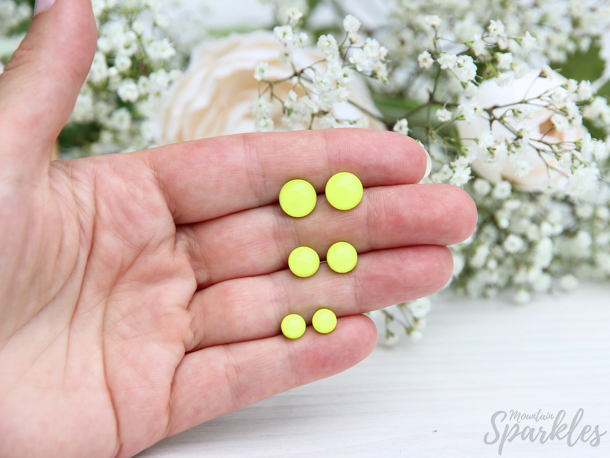 Neon Yellow Stud Earrings Neon Stud Earrings Neon Jewelry Etsy